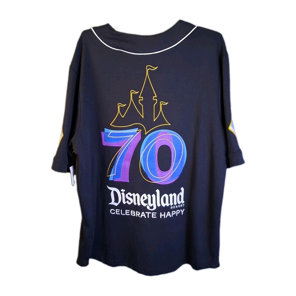 NWT  Disneyland Resort 70th Anniversary Black Baseball Jersey Adult Large